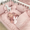 Baldachin, MimiNu, Pentru patut, Cu funda si volanas, 210x145 cm, Materiale certificate Oeko Tex Standard 100, Colectia Royal, Powder Pink