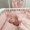 Baldachin, MimiNu, Pentru patut, Cu funda si volanas, 210x145 cm, Materiale certificate Oeko Tex Standard 100, Colectia Royal, Powder Pink