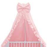 Baldachin, MimiNu, Pentru patut, Cu funda si volanas, 210x145 cm, Materiale certificate Oeko Tex Standard 100, Colectia Royal, Powder Pink