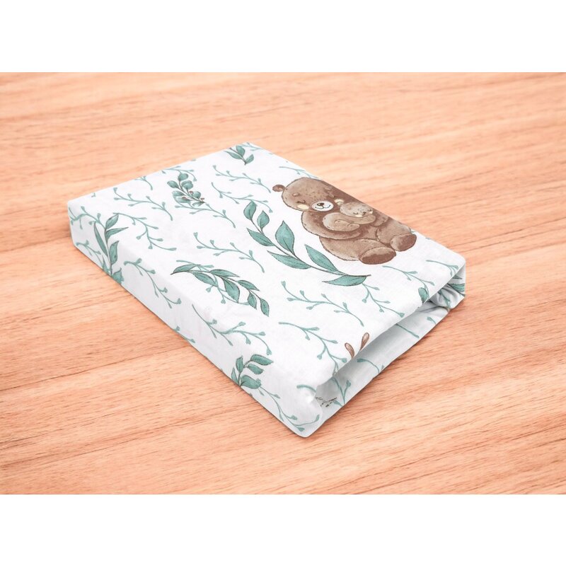 Cearceaf cu elastic, MimiNu, Pentru patut 120X60 cm, Din bumbac certificat Oeko Tex Standard 100, Lulu Natural