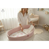 Cearceaf cu elastic, MimiNu, Pentru landou, carucior si cosulet, Dimensiune 80x35 cm, Din bumbac certificat Oeko Tex Standard 100, Design, Pink Ballerina