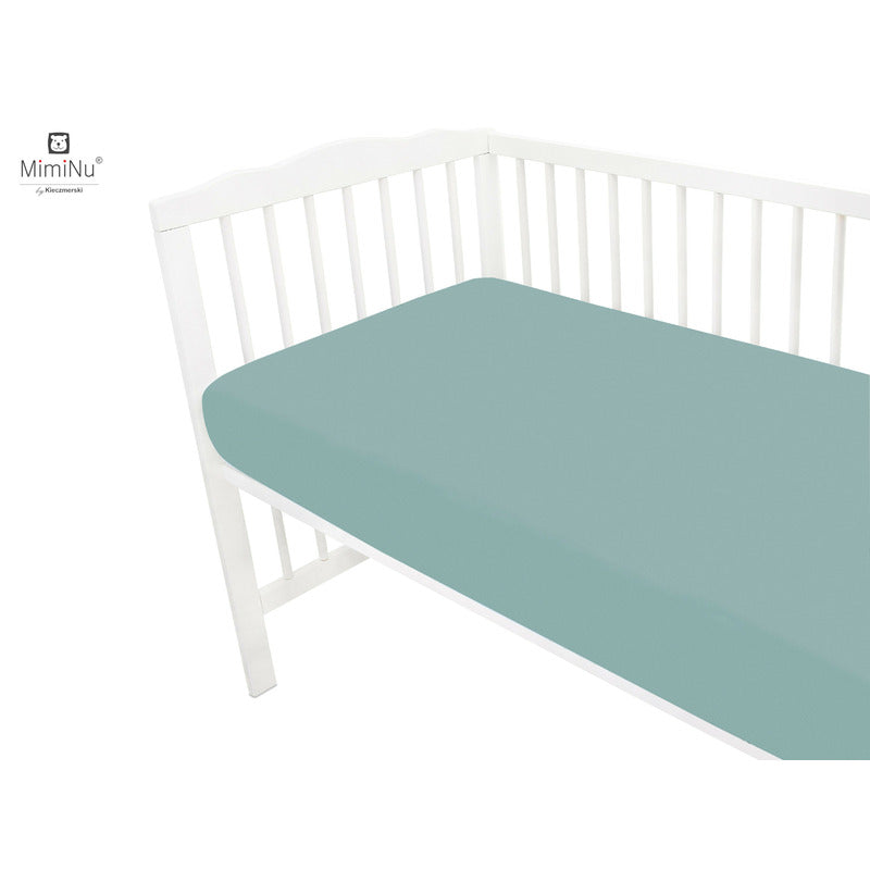 Cearceaf cu elastic, MimiNu, Pentru patut 120X60 cm, Din bumbac certificat Oeko Tex Standard 100, Colectia Royal, Nepal Green