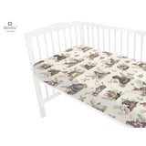 Cearceaf cu elastic, MimiNu, Pentru patut 120X60 cm, Din bumbac certificat Oeko Tex Standard 100, Design, Calm Forest Natural