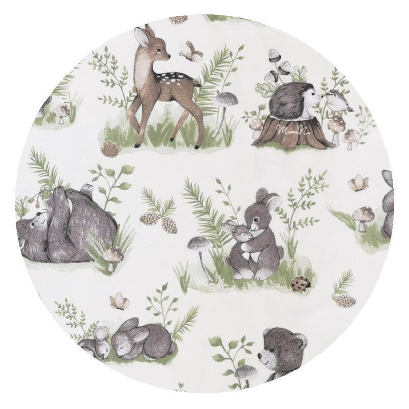 Cearceaf cu elastic, MimiNu, Pentru patut 120X60 cm, Din bumbac certificat Oeko Tex Standard 100, Design, Calm Forest Natural