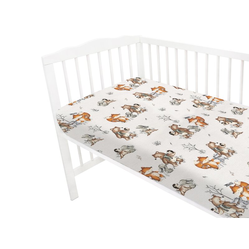 Cearceaf cu elastic, MimiNu, Pentru patut 140X70 cm, Din bumbac certificat Oeko Tex Standard 100, Design, Time for fun
