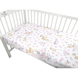 Cearceaf cu elastic, MimiNu, Pentru patut 140X70 cm, Din bumbac certificat Oeko Tex Standard 100, Sweet Deer Pink