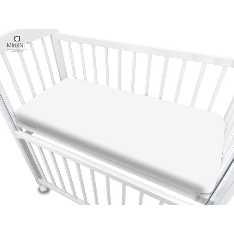Cearceaf cu elastic, MimiNu, Pentru patut co-sleeper, Timon, Din bumbac jersey, Dimensiune 87 x 51 cm, Material certificat Oeko Tex Standard 100, White