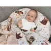 Cearceaf cu elastic, MimiNu, Pentru patut leagan sau patut co-sleeper, Dimensiune 90x40 cm, Din bumbac certificat Oeko Tex Standard 100, Teddy Bear On Moon