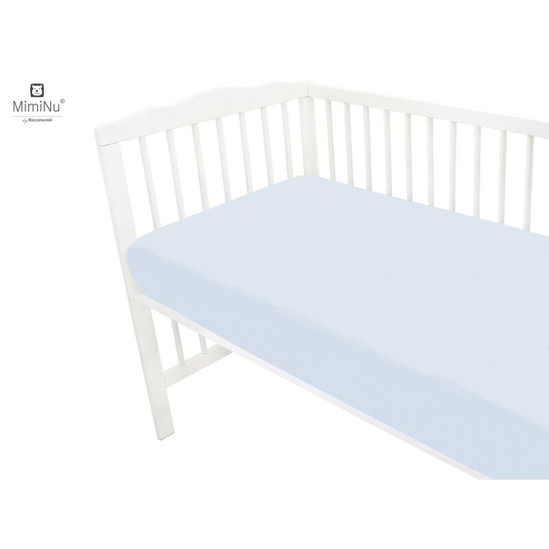 Cearceaf cu elastic, MimiNu, Jerse, Pentru patut 140X70 cm, Material certificat Oeko Tex Standard 100, Light Blue