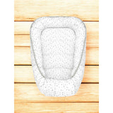 Cosulet bebelus, MimiNu, Pentru dormit, Baby Cocoon 75x55 cm, Husa 100% bumbac, Din bumbac certificat Oeko Tex Standard 100, Mini Gray Stars