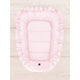 Cosulet bebelus, MimiNu, Pentru dormit, Baby Nest 55 x 75 cm, Cu Volanase, Din catifea, Pink