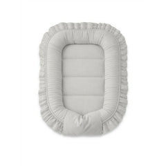 Cosulet bebelus, MimiNu, Pentru dormit, Baby Nest 55 x 75 cm, Cu Volanase, Husa 100% bumbac, Din bumbac certificat Oeko Tex Standard 100, Colectia Royal, Grey