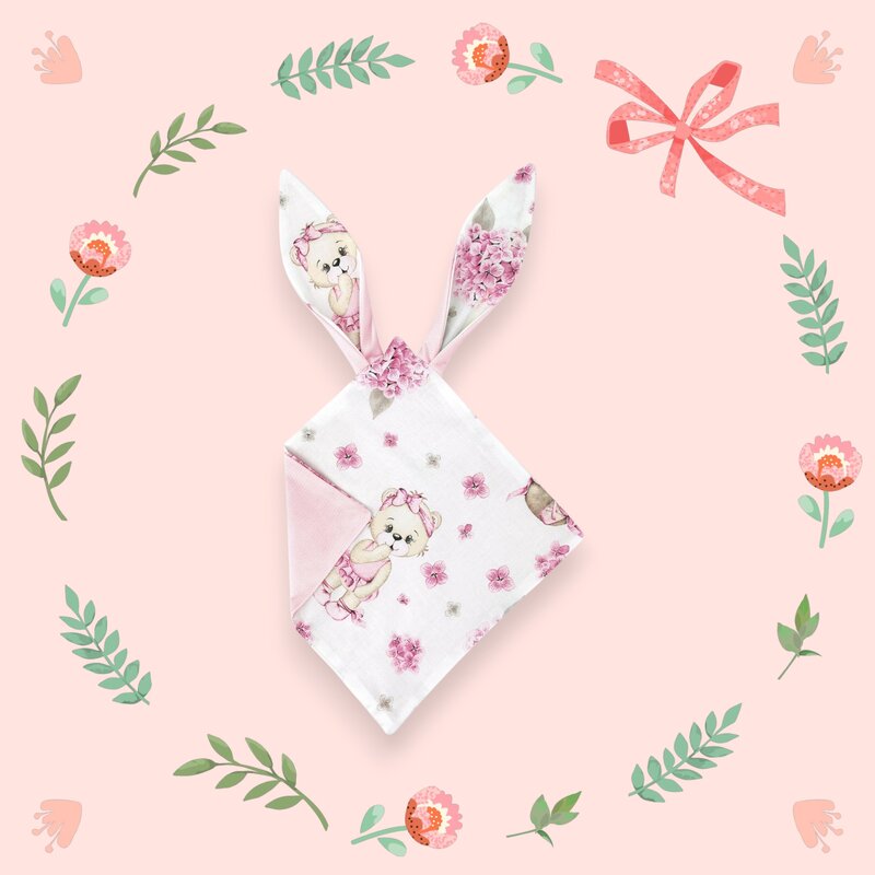 Jucarie textila senzoriala, MimiNu, Moale, Cu doua fete, 30 x 30 cm, Din catifea si bumbac, Materiale certificate Oeko Tex Standard 100, Design, Pink Ballerina - gogobaby.ro