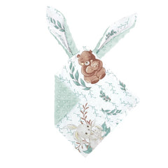 Jucarie textila senzoriala, MimiNu, Moale, Cu doua fete, 30 x 30 cm, Din tesatura minky si bumbac, Materiale certificate Oeko Tex Standard 100, Minky Lulu Natural