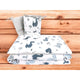 Lenjerie patut cu 3 piese, MimiNu, Pentru patut 120x60 cm, Cu protectie laterala, Din bumbac certificat Oeko Tex Standard 100, Dino Granat