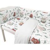 Lenjerie patut cu 3 piese, MimiNu, Pentru patut 120x60 cm, Cu protectie laterala, Din bumbac certificat Oeko Tex Standard 100, Lulu natural
