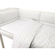 Lenjerie patut cu 3 piese, MimiNu, Pentru patut 120x60 cm, Cu protectie laterala, Din bumbac certificat Oeko Tex Standard 100, Mini Gray Stars
