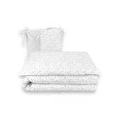 Lenjerie patut cu 3 piese, MimiNu, Pentru patut 120x60 cm, Cu protectie laterala, Din bumbac certificat Oeko Tex Standard 100, Mini Gray Stars