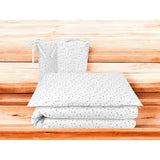 Lenjerie patut cu 3 piese, MimiNu, Pentru patut 120x60 cm, Cu protectie laterala, Din bumbac certificat Oeko Tex Standard 100, Mini Gray Stars