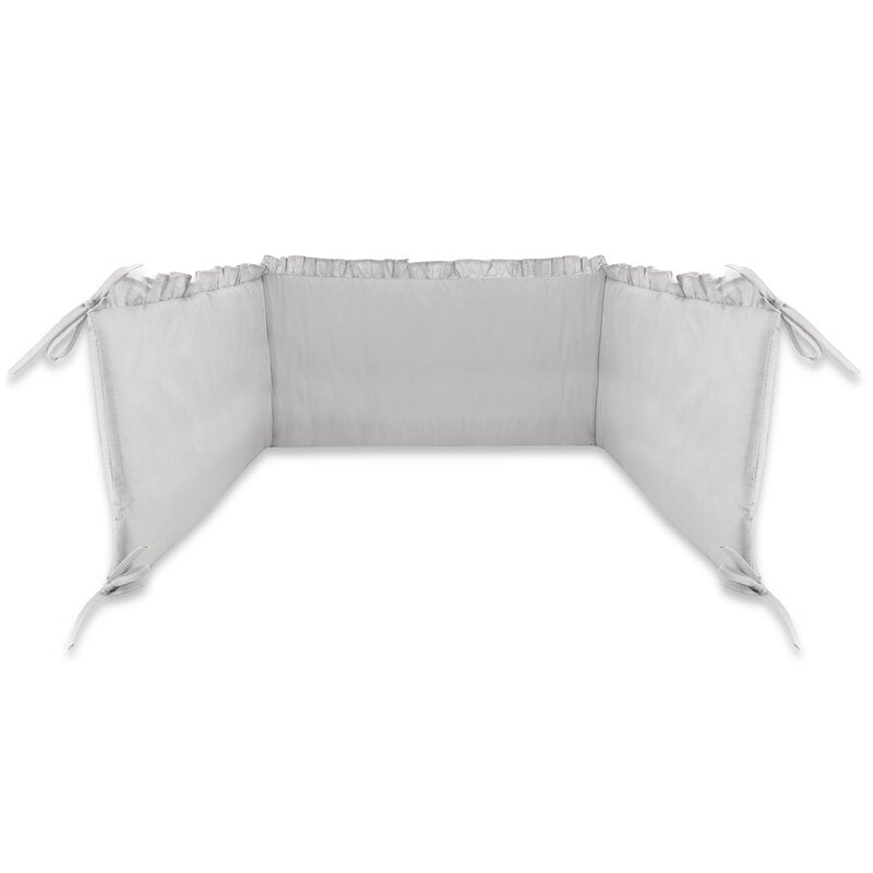 Lenjerie patut cu 3 piese, MimiNu, Pentru patut 120x60 cm, Cu volanase, Cu protectie laterala, Din bumbac certificat Oeko Tex Standard 100, Colectia Royal, Grey