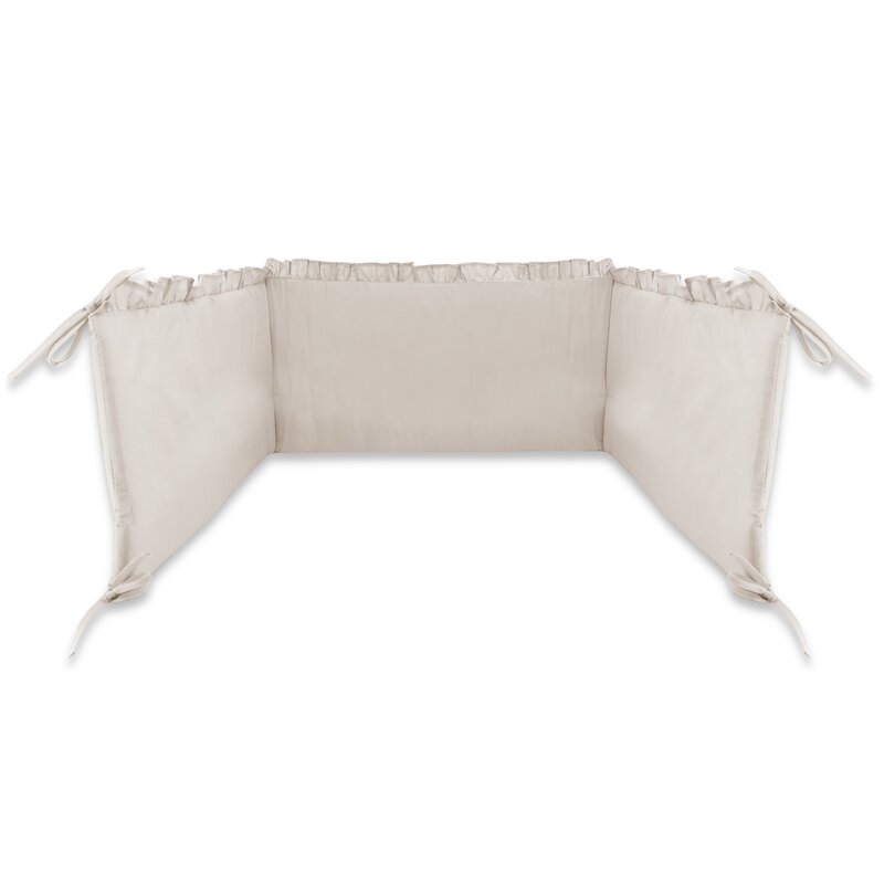 Lenjerie patut cu 3 piese, MimiNu, Pentru patut 120x60 cm, Cu volanase, Cu protectie laterala, Din bumbac certificat Oeko Tex Standard 100, Colectia Royal, Beige