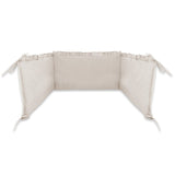 Lenjerie patut cu 3 piese, MimiNu, Pentru patut 120x60 cm, Cu volanase, Cu protectie laterala, Din bumbac certificat Oeko Tex Standard 100, Colectia Royal, Beige