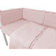 Lenjerie patut cu 4 piese, MimiNu, Pentru patut 120x60 cm, Cu doua protectii laterale, Cu volanase, Din bumbac certificat Oeko Tex Standard 100, Colectia Royal, Powder Pink