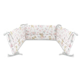 Lenjerie patut cu 4 piese, MimiNu, Pentru patut 120x60 cm, Cu doua protectii laterale, Din bumbac certificat Oeko Tex Standard 100, Sweet Deer Pink