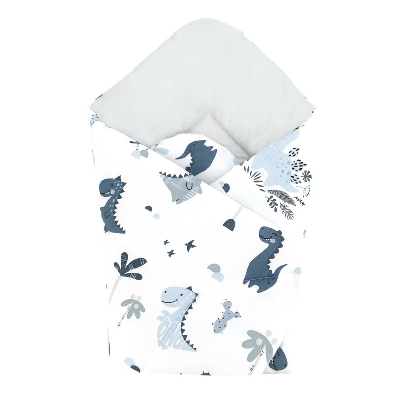 Paturica de infasat, MimiNu, Cu doua fete, Cu multiple utilizari, Cu inchidere arici velcro, Dimensiune 75x75 cm, Din bumbac certificat Oeko Tex Standard 100, Dino Granat - gogobaby.ro