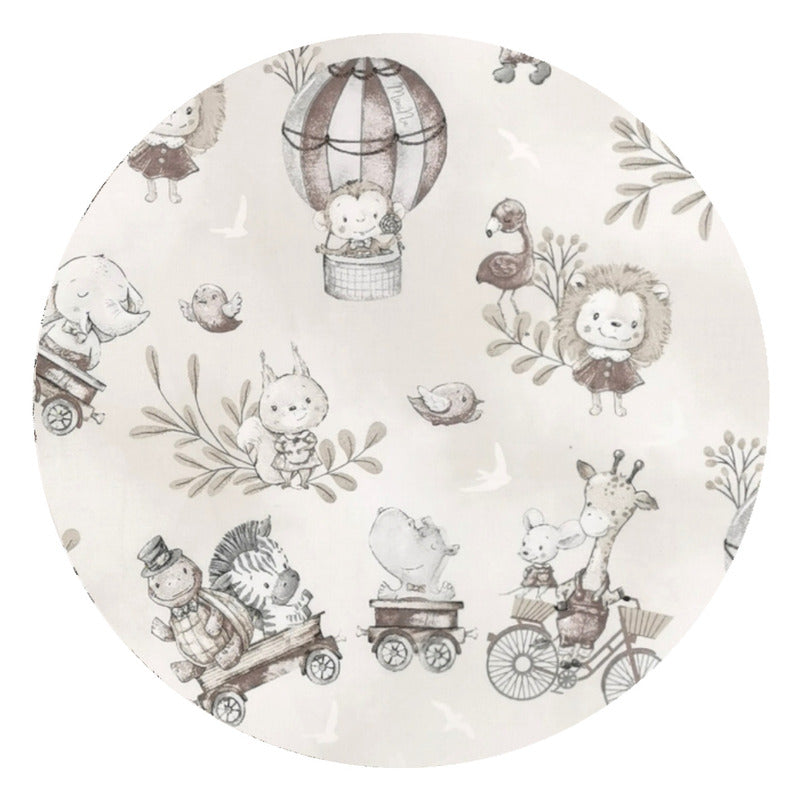 Paturica pufoasa, MimiNu, Cu doua fete, Dimensiune 75x100 cm, Din tesatura de catifea si bumbac, Materiale certificate Oeko Tex Standard 100, Design, Zoo on Bikes Beige