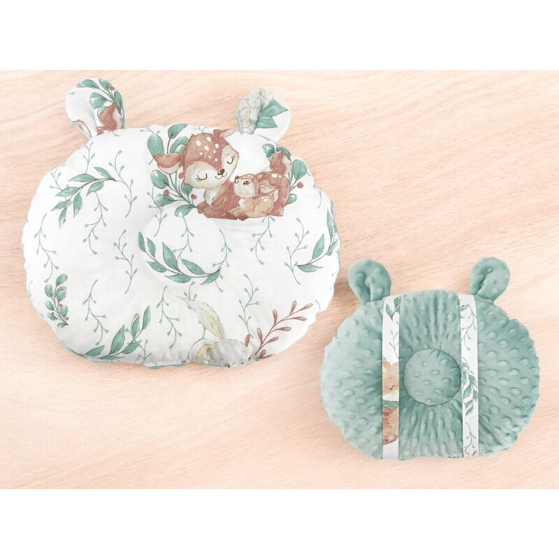 Perna bebelusi, MimiNu, Ursulet, Multifunctionala, Cu doua fete, Tesatura pufoasa minky si bumbac, Materiale certificate Oeko Tex Standard 100, Minky Cold Mint/ Lulu Natural - gogobaby.ro
