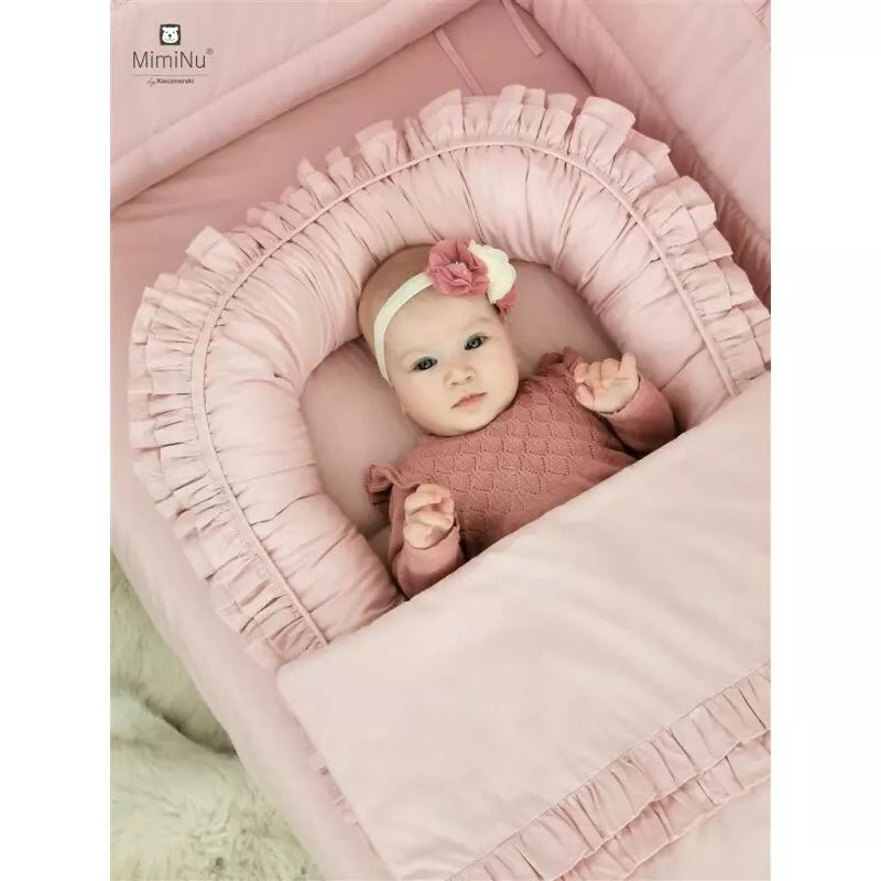 Perna clasica de dormit, MimiNu, Cu husa detasabila cu fermoar, Din bumbac certificat Oeko Tex Standard 100, 40x40 cm, Colectia Royal, Powder Pink