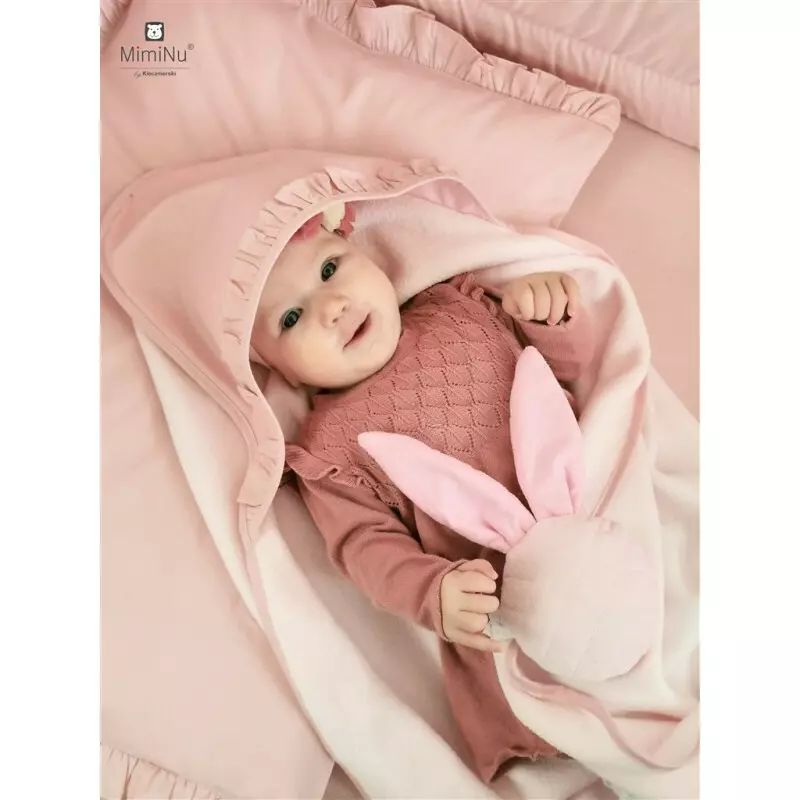 Perna clasica de dormit, MimiNu, Cu husa detasabila cu fermoar, Din bumbac certificat Oeko Tex Standard 100, 40x40 cm, Colectia Royal, Powder Pink