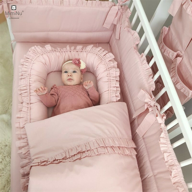 Perna clasica de dormit, MimiNu, Cu husa detasabila cu fermoar, Din bumbac certificat Oeko Tex Standard 100, 40x40 cm, Colectia Royal, Powder Pink