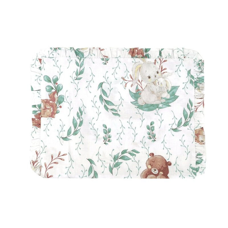 Perna clasica de dormit, MimiNu, Cu volanas, Cu husa detasabila cu fermoar, Din bumbac certificat Oeko Tex Standard 100, Pentru patut, carucior, balansoar, 30x40 cm, Lulu Natural - gogobaby.ro