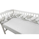 Protectie laterala, MimiNu, Pentru patut bebe, Tip Bumper impletit, Din bumbac, Din materiale certificate Oeko Tex Standard 100, Lungime 220 cm, Mini Gray Stars