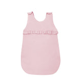 Sac de dormit, MimiNu, Pentru bebelusi, De iarna, Cu volanase, Din bumbac certificat Oeko Tex Standard 100, Cu fermoar lateral, Cu capse pe umar, 70 cm, 0 - 6 luni, 2.5 Tog, Colectia Royal, Powder Pink