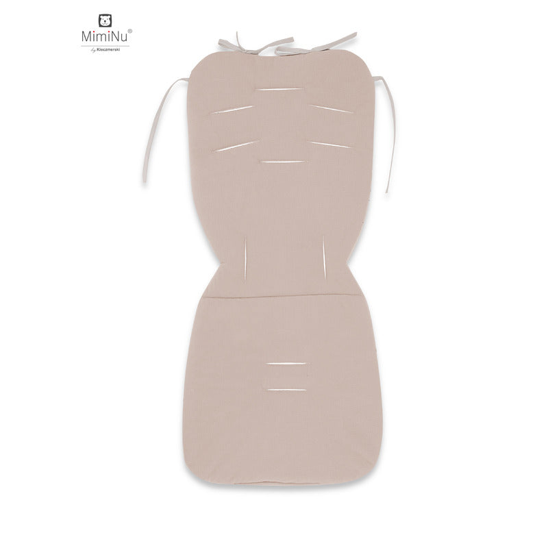 Salteluta pentru carucior, MimiNu, Reversibila, Cu doua fete, Din catifea si bumbac, Materiale certificate Oeko Tex Standard 100, 78 x 34 cm, Design, Calm Forest Beige/Beige