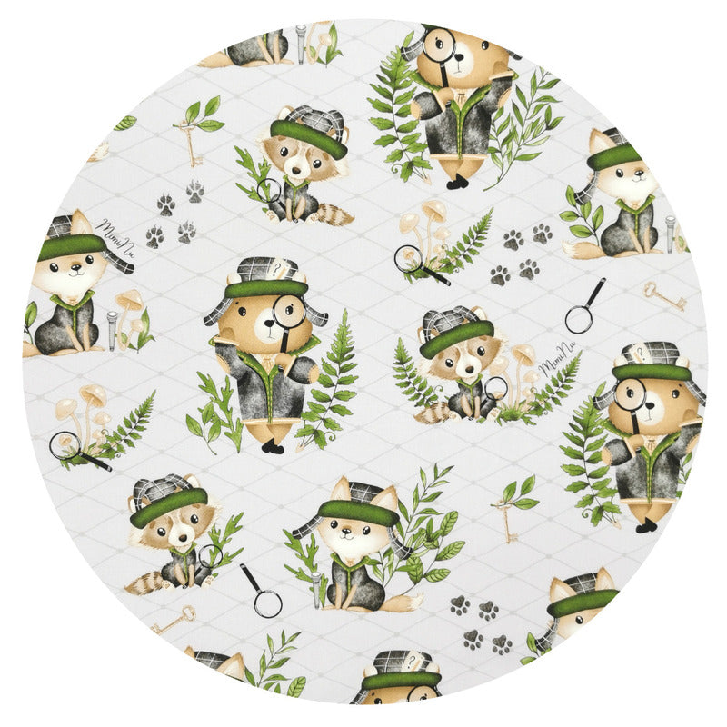Salteluta pentru carucior, MimiNu, Reversibila, Cu doua fete, Din catifea si bumbac, Materiale certificate Oeko Tex Standard 100, 78 x 34 cm, Minky Detective Natural