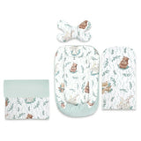 Set 4 in 1 Cosulet bebelus, MimiNu, Baby Cocoon 75x55 cm, Husa bumbac, Din bumbac certificat Oeko Tex Standard 100, Cu paturica 50x70 cm, Cu salteluta, Cu perna fluture, Lulu Natural