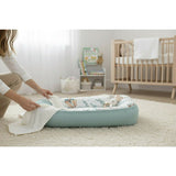 Set 4 in 1 Cosulet bebelus, MimiNu, Baby Cocoon 75x55 cm, Husa bumbac, Din bumbac certificat Oeko Tex Standard 100, Cu paturica 50x70 cm, Cu salteluta, Cu perna fluture, Lulu Natural