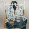 Set jucarie de plus, MimiNu, Cu urechi si labute + Jucarie zornaitoare Mini Bunny, Materiale certificat Oeko Tex Standard 100, Sweet Deer Mint/Nepal Green