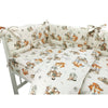 Lenjerie patut cu 5 piese, MimiNu, Pentru patut 120x60 cm, Cu pilota si perna, Din bumbac certificat Oeko Tex Standard 100, Design, Time for fun