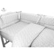 Lenjerie patut cu 5 piese, MimiNu, Pentru patut 120x60 cm, Cu pilota si perna, Din bumbac certificat Oeko Tex Standard 100, Mini Gray Stars