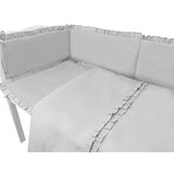 Lenjerie patut cu 5 piese, MimiNu, Pentru patut 120x60 cm, Cu volanase, Cu pilota si perna, Din bumbac certificat Oeko Tex Standard 100, Colectia Royal, Grey
