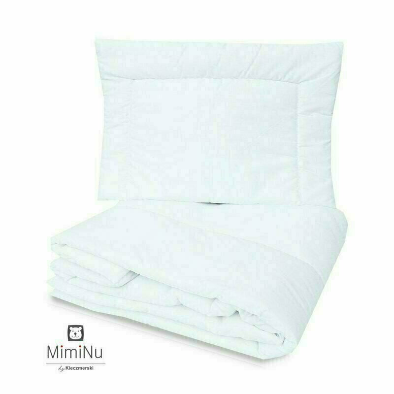 Lenjerie patut cu 5 piese, MimiNu, Pentru patut 120x60 cm, Cu volanase, Cu pilota si perna, Din bumbac certificat Oeko Tex Standard 100, Colectia Royal, Nepal Green