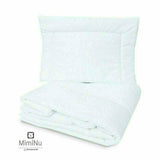 Lenjerie patut cu 5 piese, MimiNu, Pentru patut 120x60 cm, Cu volanase, Cu pilota si perna, Din bumbac certificat Oeko Tex Standard 100, Colectia Royal, Nepal Green