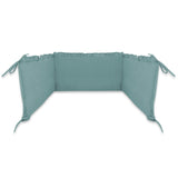 Lenjerie patut cu 5 piese, MimiNu, Pentru patut 120x60 cm, Cu volanase, Cu pilota si perna, Din bumbac certificat Oeko Tex Standard 100, Colectia Royal, Nepal Green