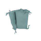 Lenjerie patut cu 5 piese, MimiNu, Pentru patut 120x60 cm, Cu volanase, Cu pilota si perna, Din bumbac certificat Oeko Tex Standard 100, Colectia Royal, Nepal Green