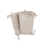 Lenjerie patut cu 5 piese, MimiNu, Pentru patut 120x60 cm, Cu volanase, Cu pilota si perna, Din bumbac certificat Oeko Tex Standard 100, Colectia Royal, Beige